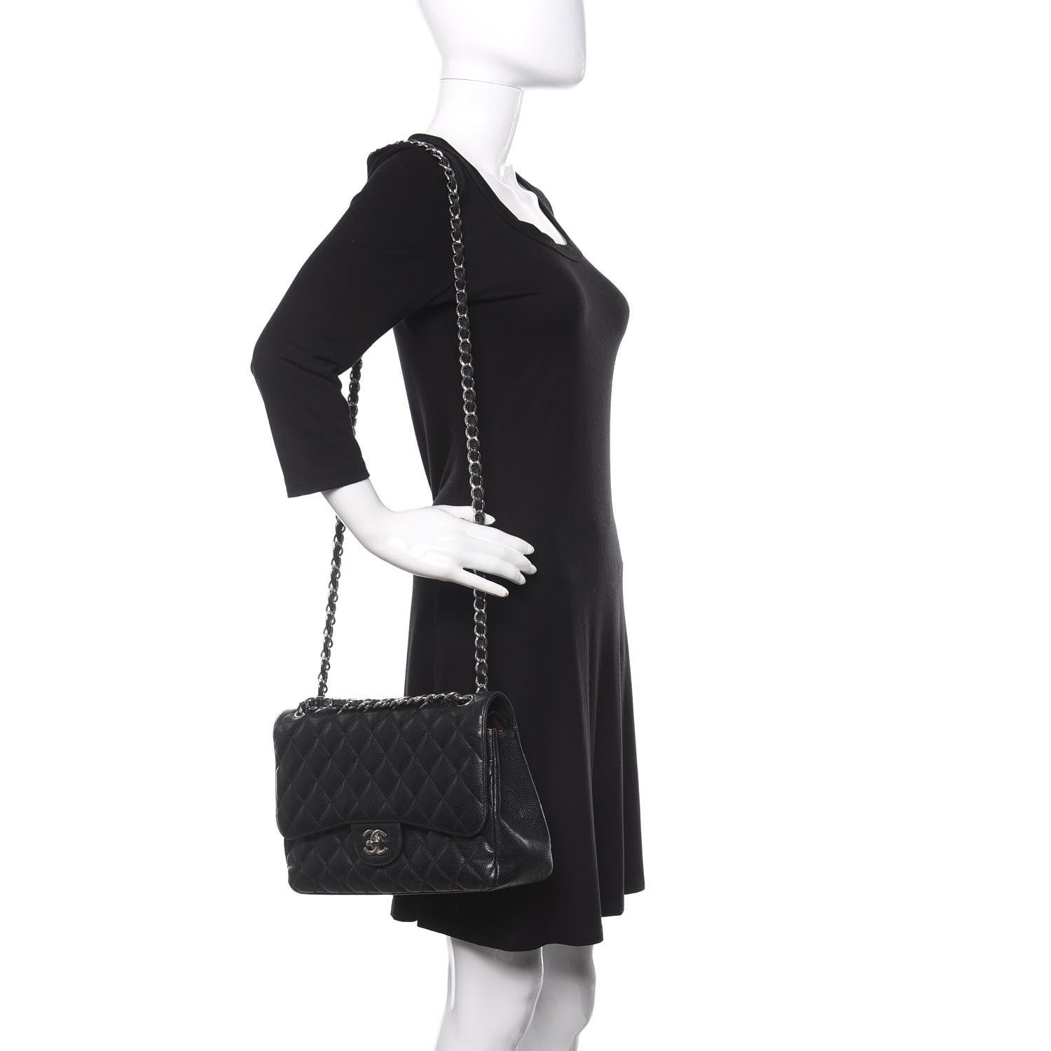 Chanel Caviar Quilted Jumbo Double Flap Black 3 of 12