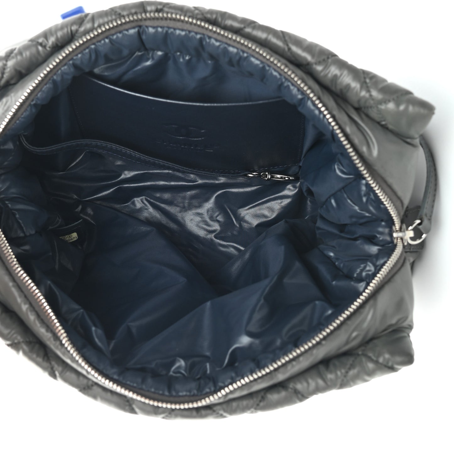 Nylon Quilted Cocoon Cosmetic Case Grey