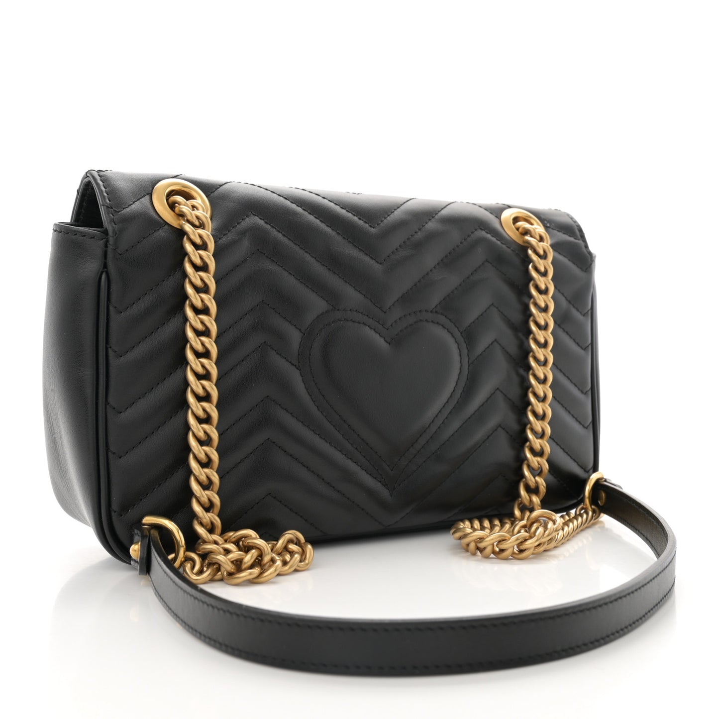 Calfskin Matelasse Small GG Marmont Shoulder Bag Black
