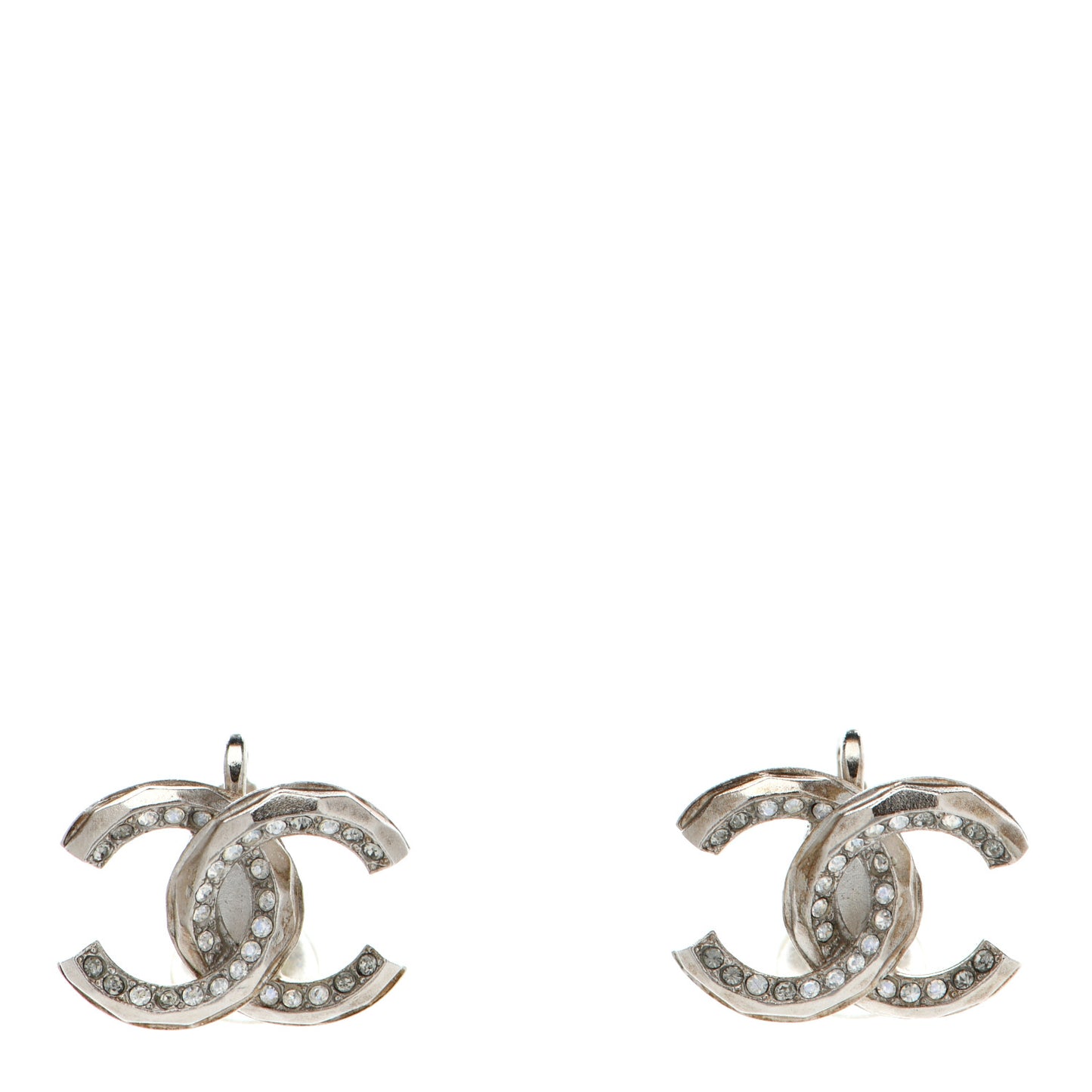 Crystal CC Clip on Earrings Silver