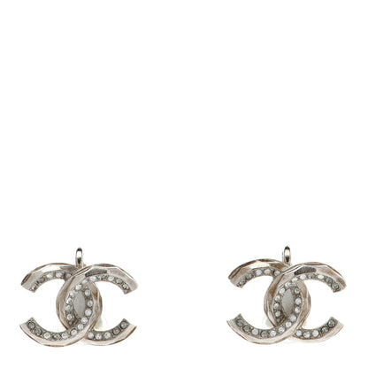 Chanel Crystal CC Clip on Earrings Silver 1 of 5