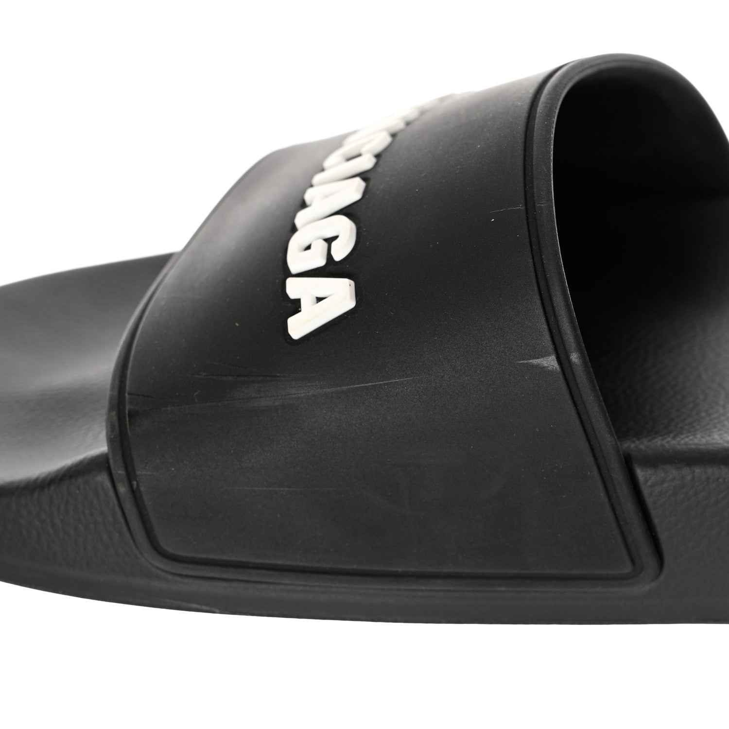 Balenciaga PVC Logo Mens Pool Slide Sandals 38 Black White 9 of 10