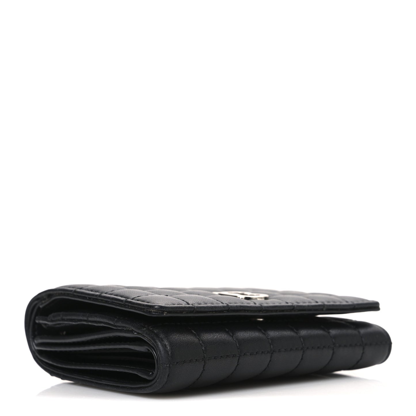 Lambskin Quilted Small Lola Folding Wallet Black