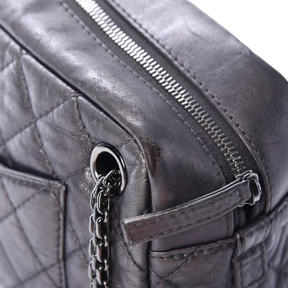 Chanel Metallic Aged Calfskin Quilted Medium Reissue Camera Case Dark Silver 12 of 15