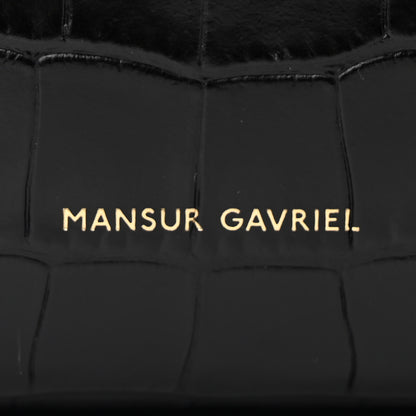 Mansur Gavriel Calfskin Crocodile Embossed Large Shopping Tote Black 7 of 12