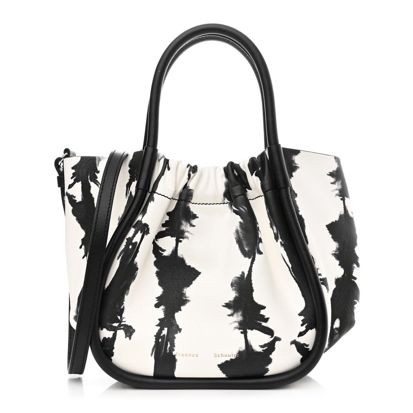 Lambskin Tie Dye Small Ruched Tote Optic White Black