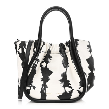 Proenza Schouler Lambskin Tie Dye Small Ruched Tote Optic White Black 1 of 10