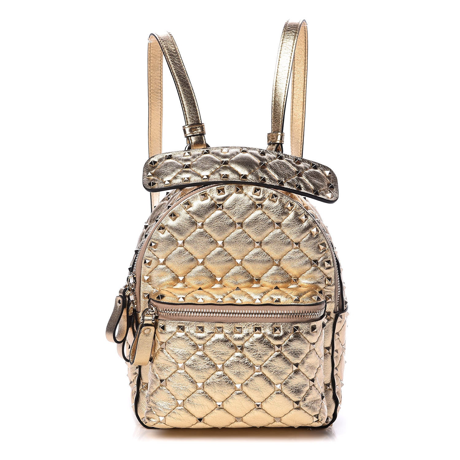 Valentino Garavani Metallic Lambskin Quilted Mini Rockstud Spike Backpack Mekong 1 of 9