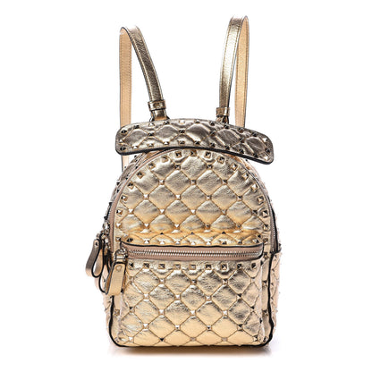 Valentino Garavani Metallic Lambskin Quilted Mini Rockstud Spike Backpack Mekong 1 of 9