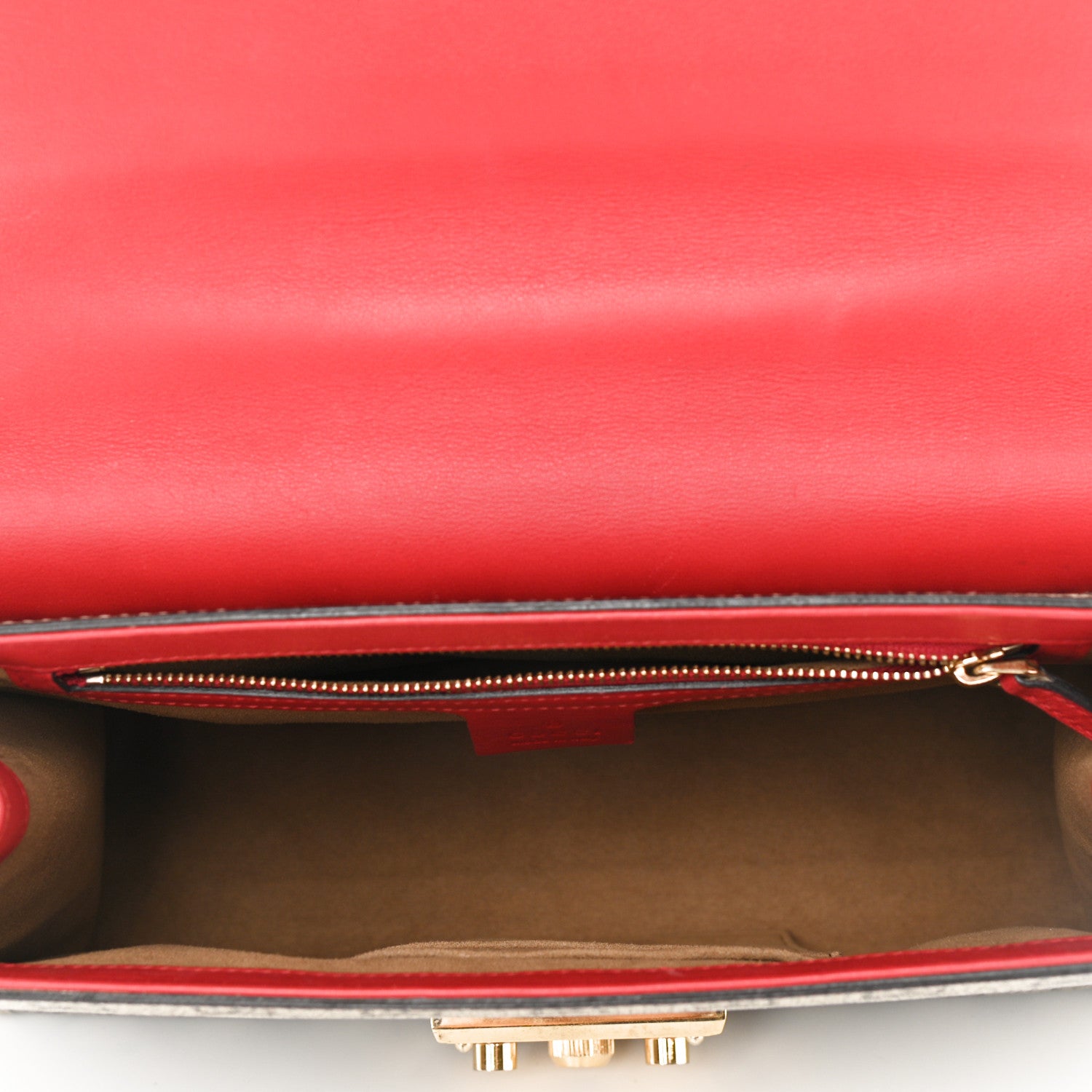 Gucci GG Supreme Monogram Calfskin Medium Padlock Shoulder Bag Beige Hibiscus Red New Rosette 5 of 12