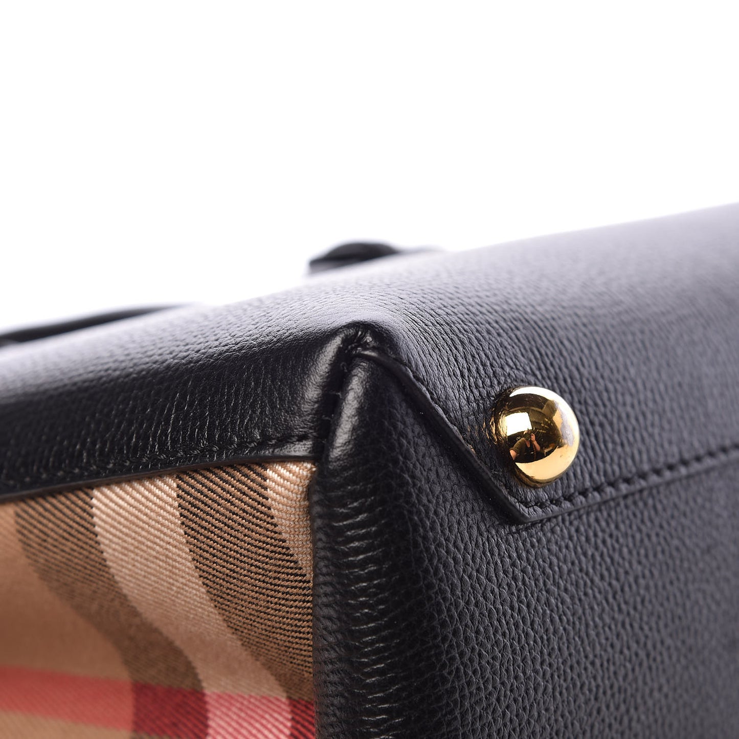 Grainy Calfskin House Check Small Banner Tote Black