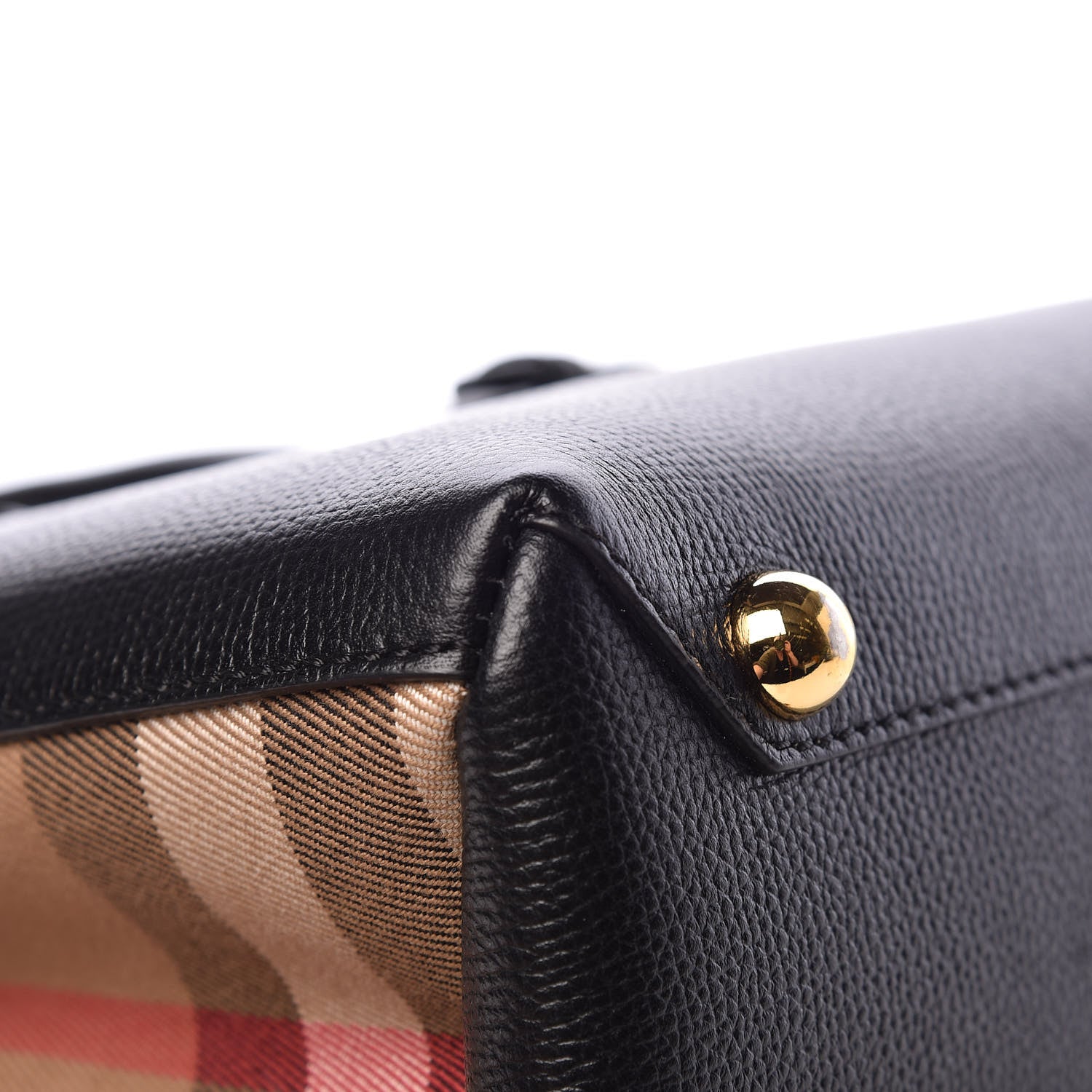 Burberry Grainy Calfskin House Check Small Banner Tote Black 15 of 16