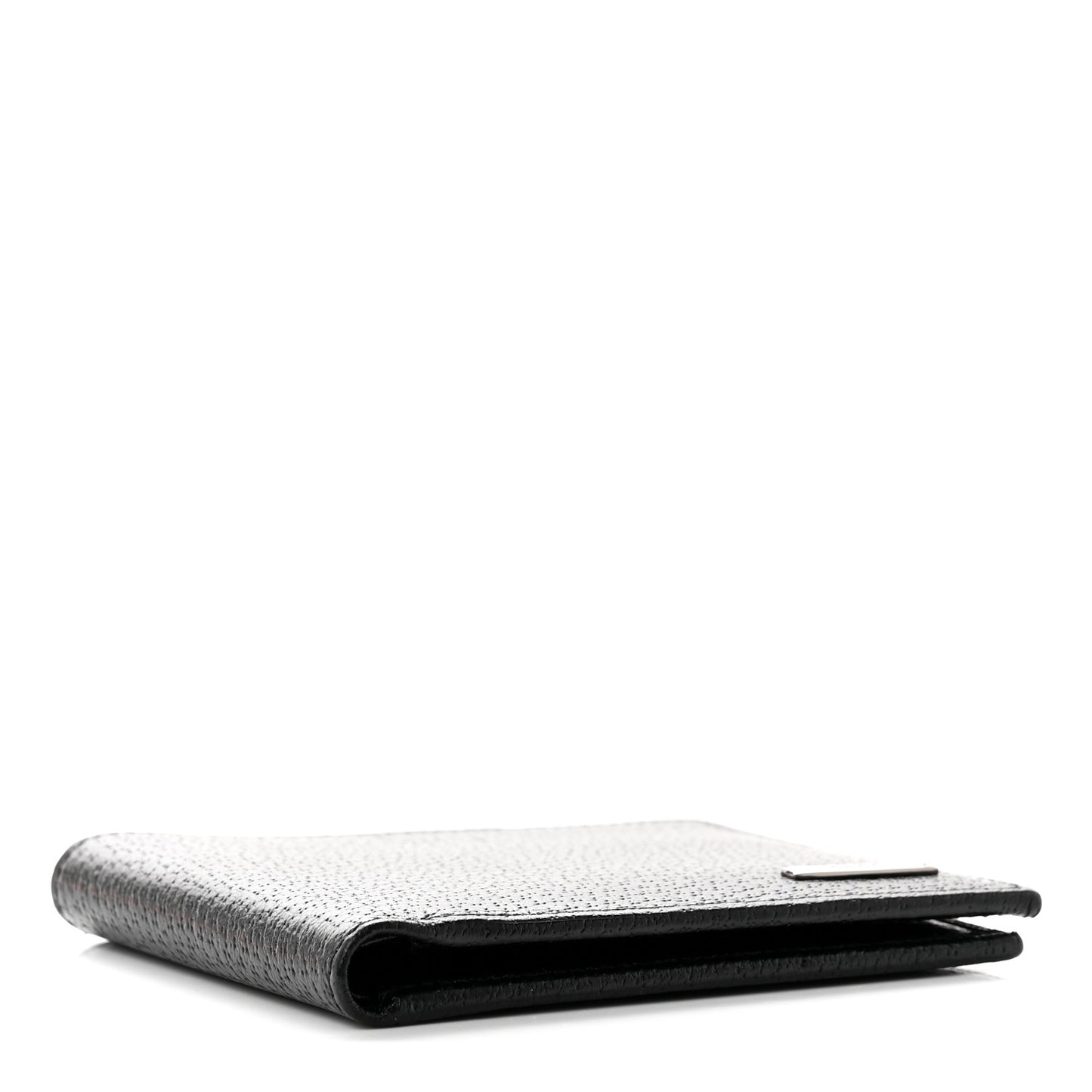 Calfskin Boar Effect Bi-Fold Wallet Black