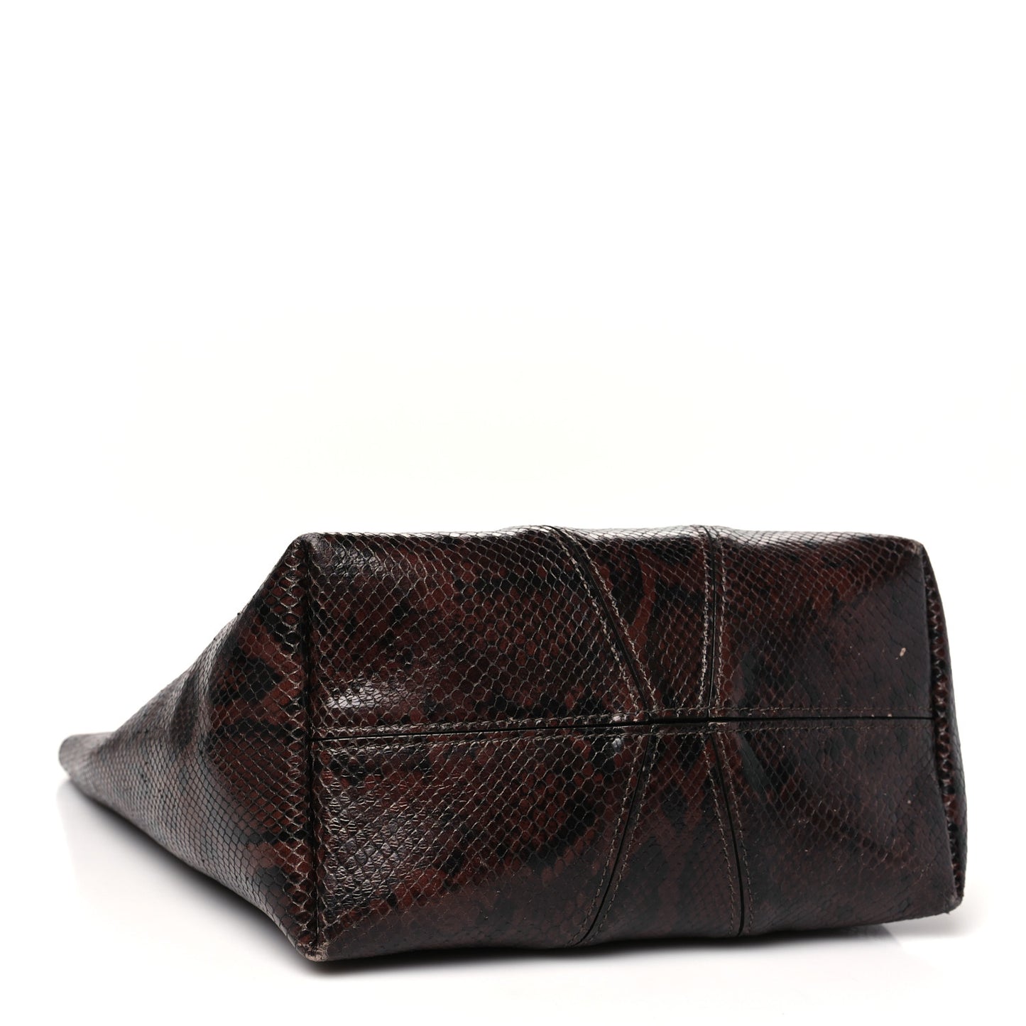 Goatskin Snakeskin Embossed Spin Tote Sooty Brown