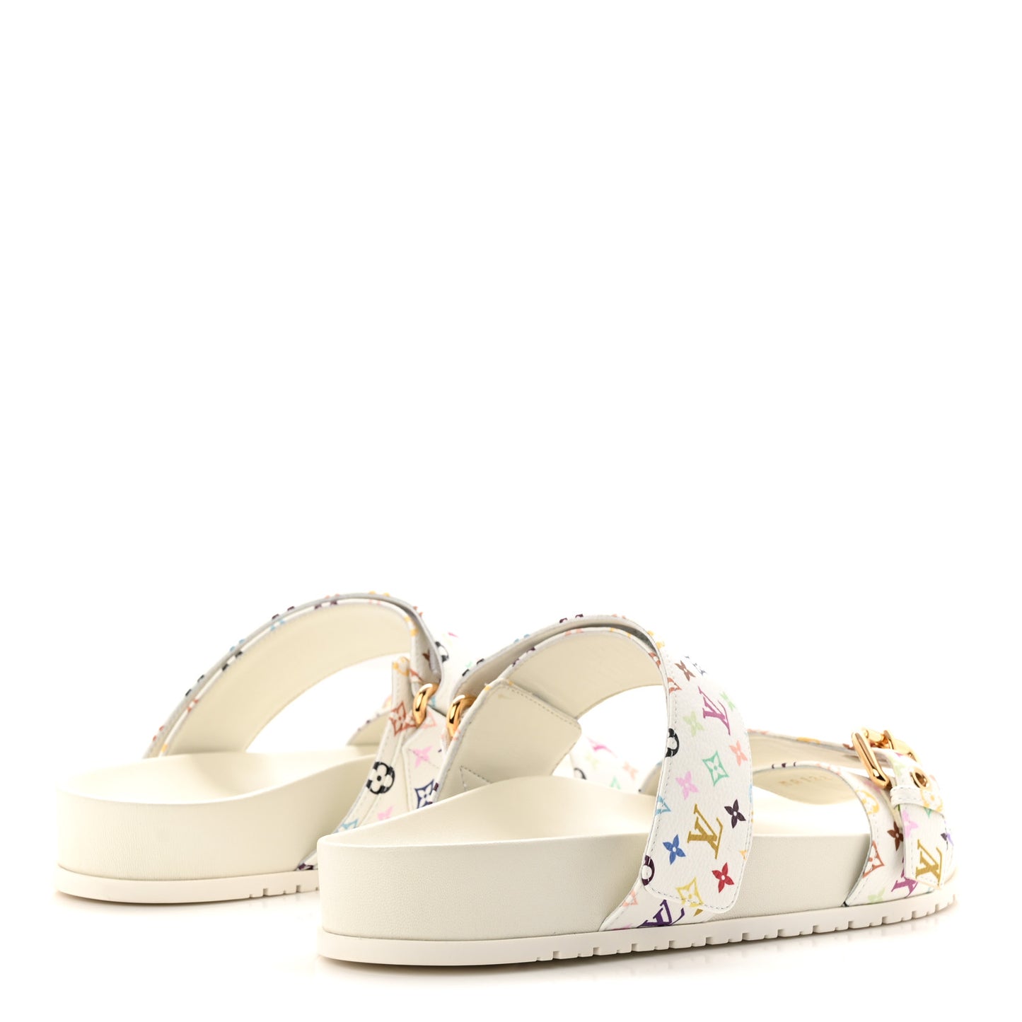 LV X TM Monogram Multicolor Bom Dia Comfort Mule Sandals 38.5 White