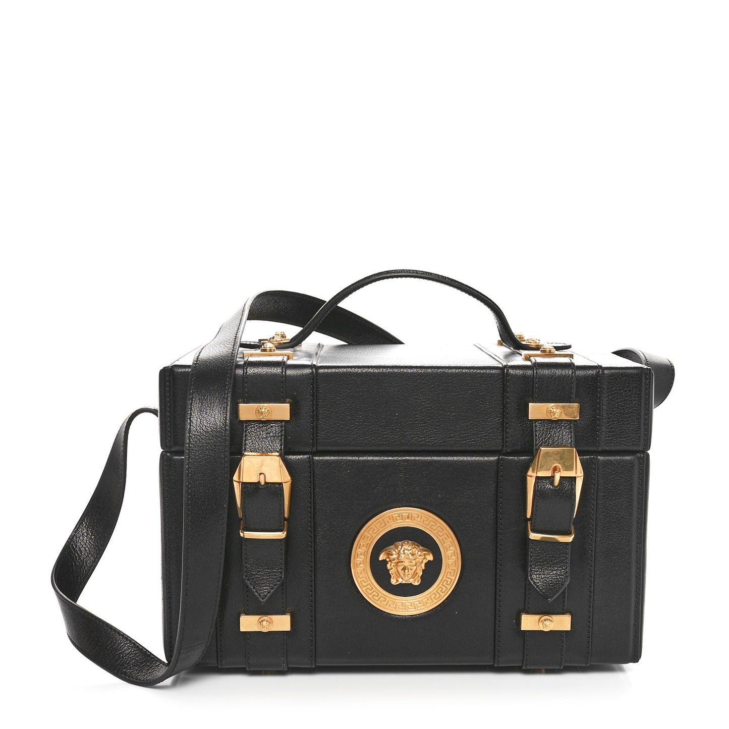 Calfskin Medusa Vanity Train Case Black
