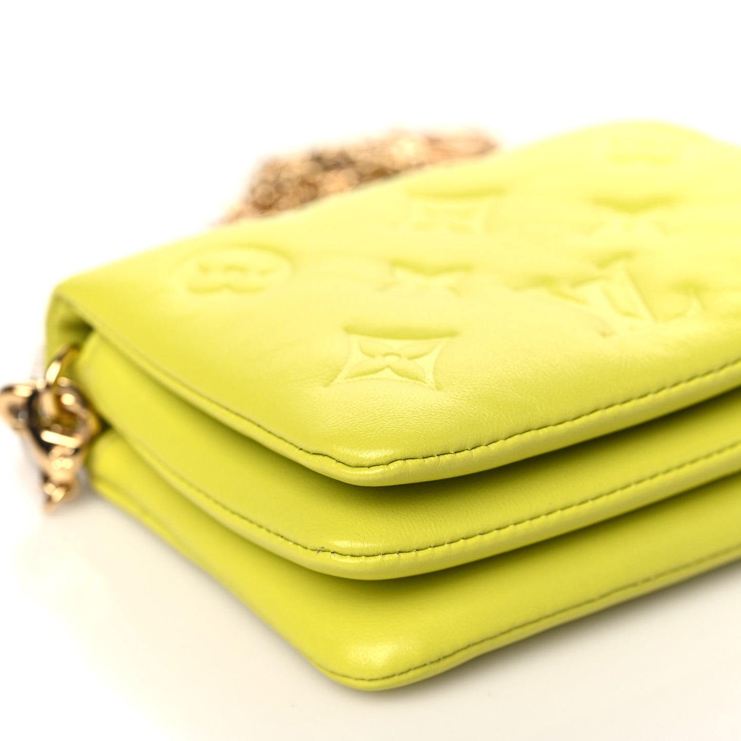 Lambskin Embossed Monogram Coussin Belt Vert Acide