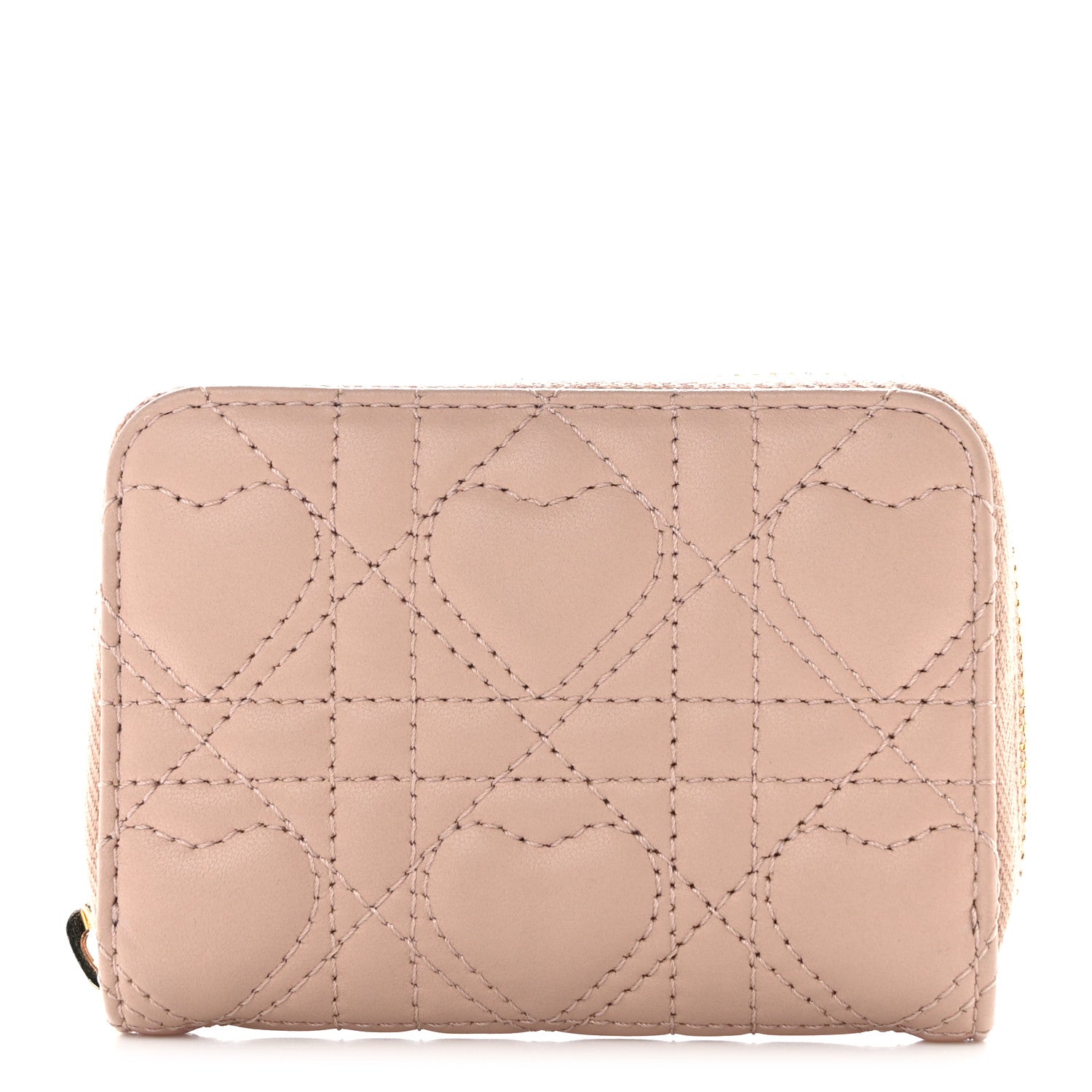 Christian Dior Lambskin Cannage Dioramour Small Lady Dior Voyageur Coin Purse Wallet Pink 1 of 9
