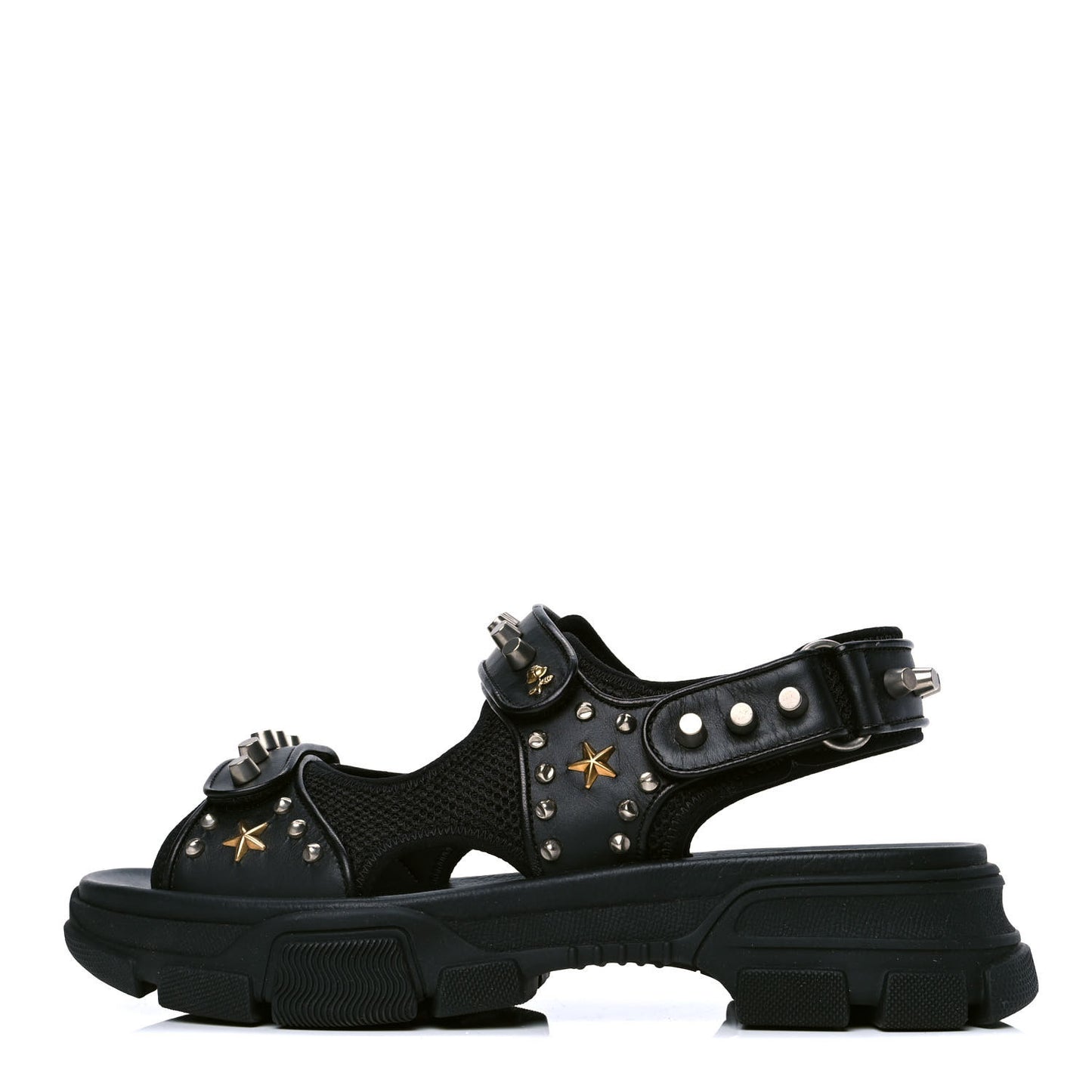 Nappa Mesh Studded Mens Aguru Sandals 10.5 Black