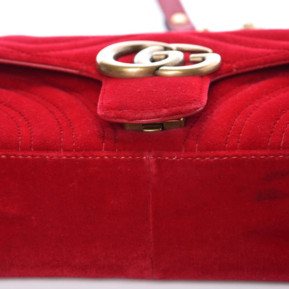 Gucci Velvet Matelasse Mini GG Marmont Shoulder Bag Hibiscus Red 11 of 12