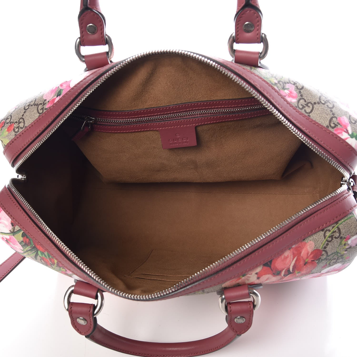 Gucci GG Supreme Monogram Blooms Medium Boston Beige Multicolor Dry Rose 5 of 10