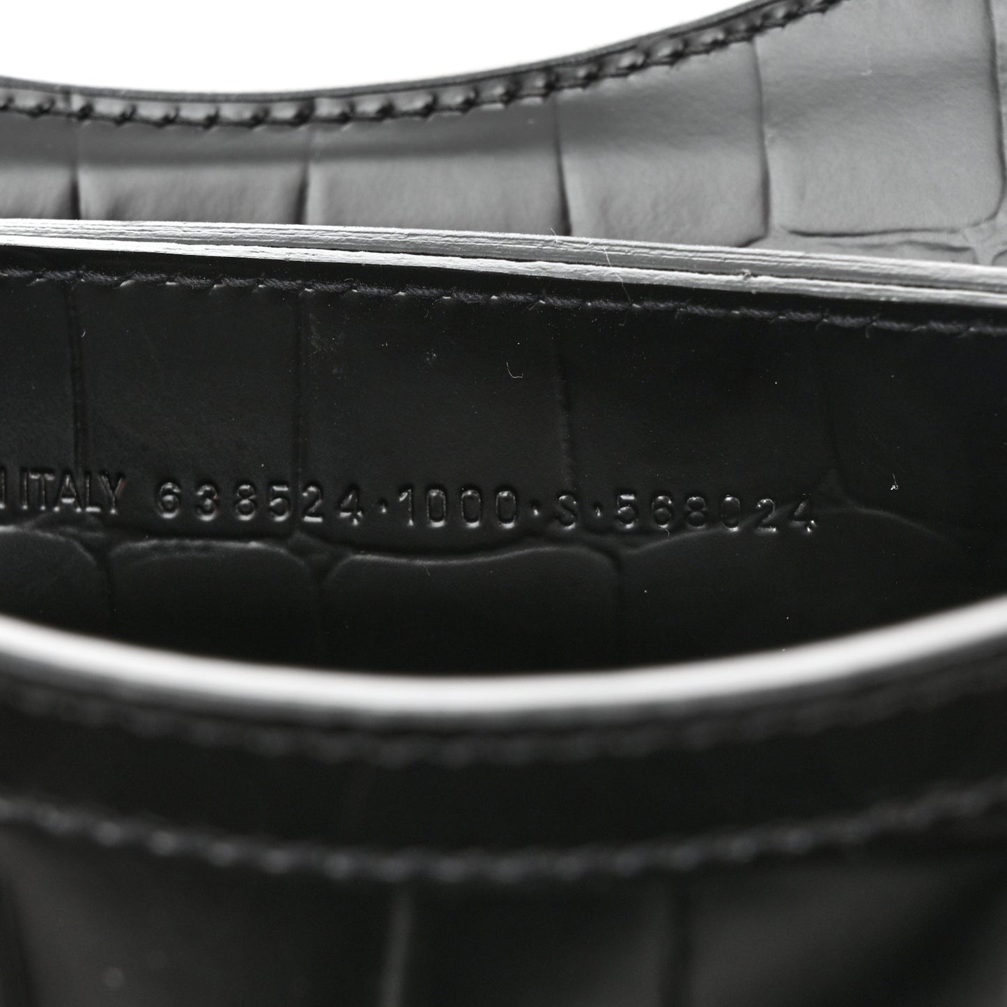 Semi Shiny Calfskin Crocodile Embossed Neo Classic Black Hardware Mini City Black