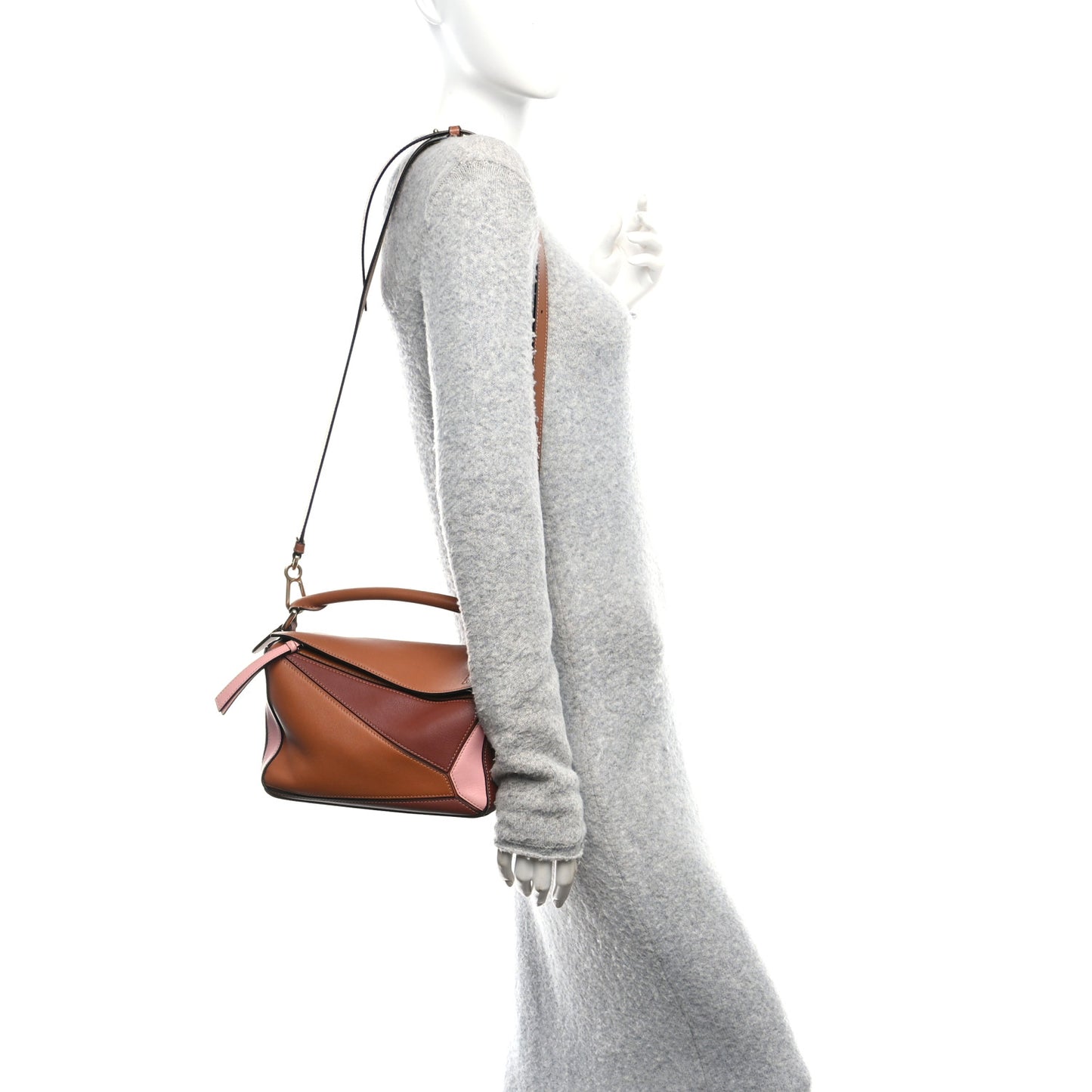 Calfskin Small Puzzle Bag Tan Medium Pink