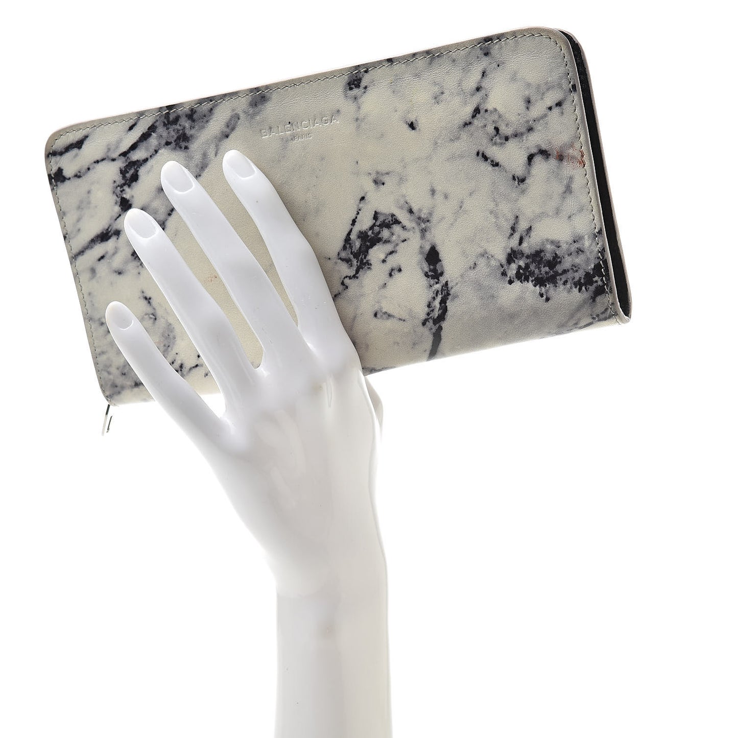 Veau Marbre Zip Around Wallet Blanc Marbre Black