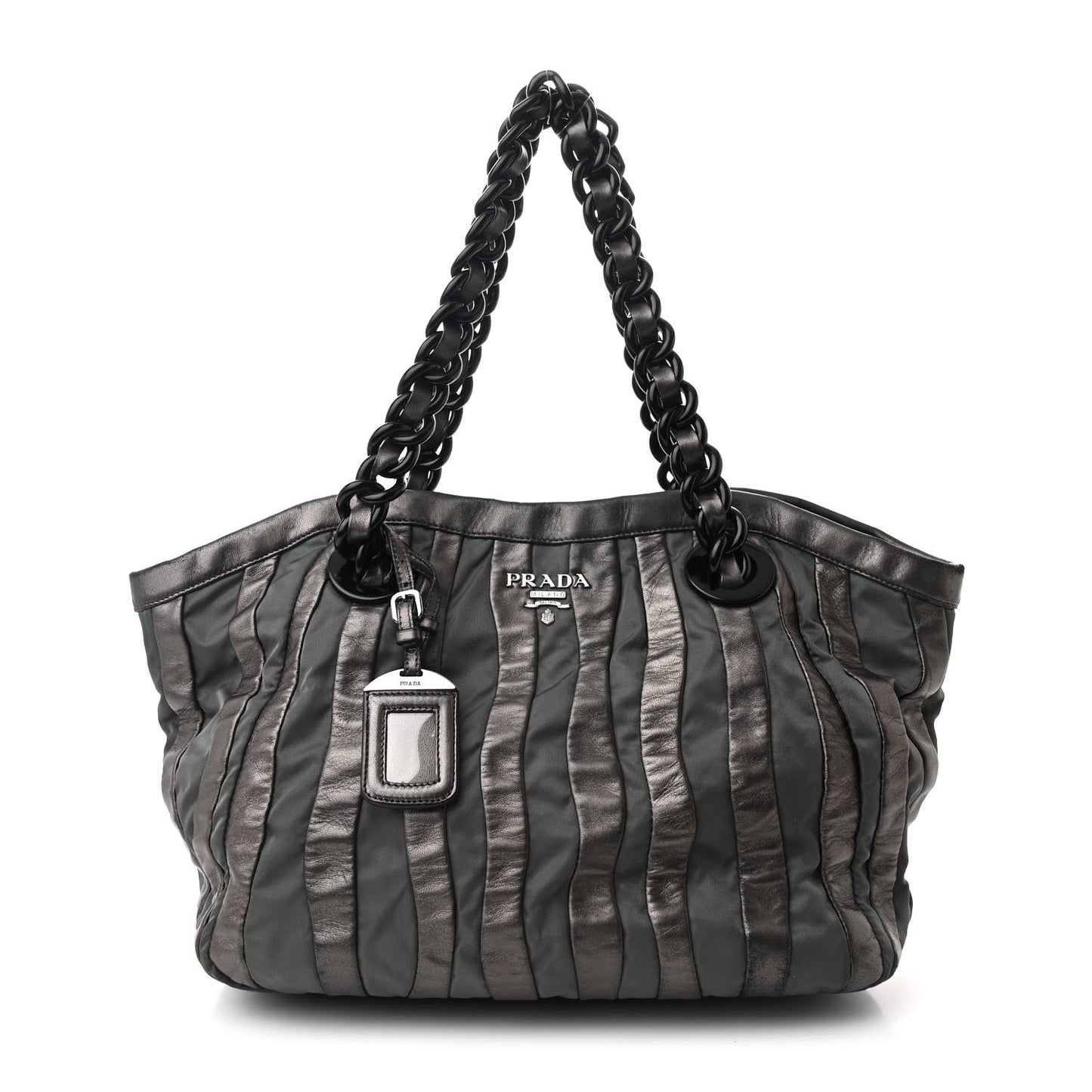 Metallic Nappa Tessuto Nylon Mordore Stripes Tote Ardesia Mord