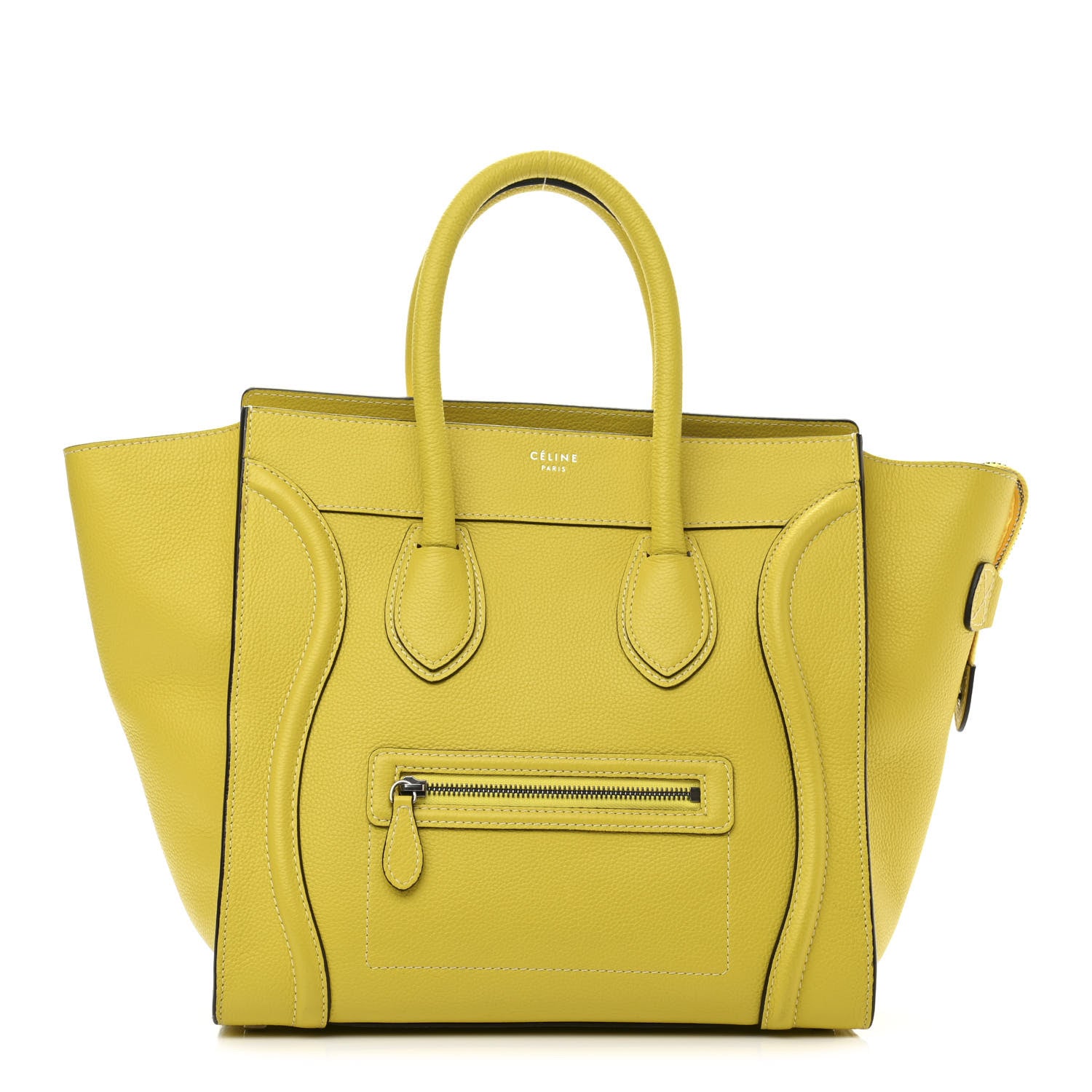 Celine Drummed Calfskin Mini Luggage Citron 1 of 13
