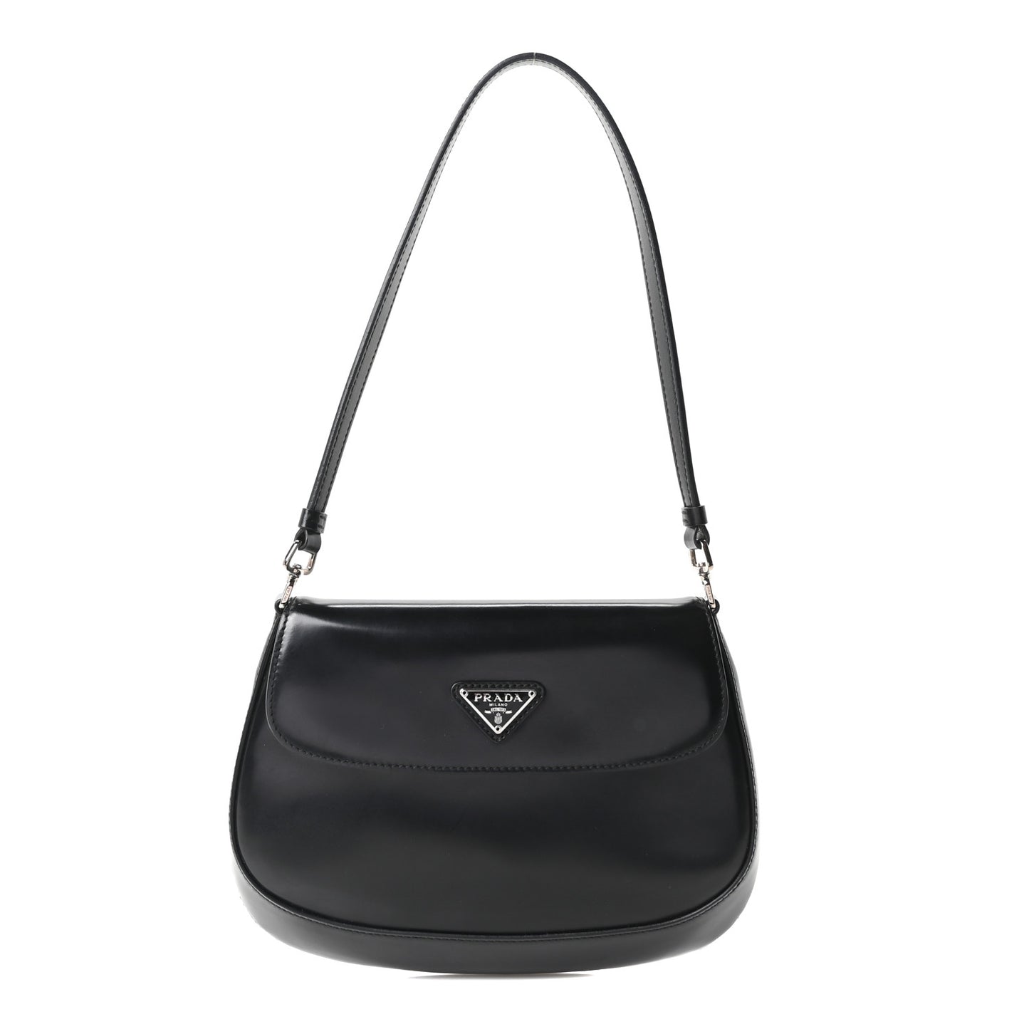 Spazzolato Cleo Flap Shoulder Bag Black