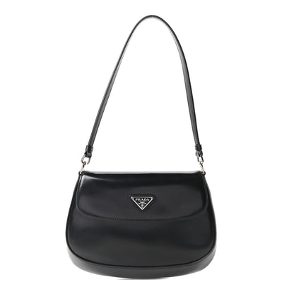 Prada Spazzolato Cleo Flap Shoulder Bag Black 1 of 10