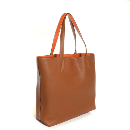 Hermes Taurillon Clemence Double Sens 36 Reversible Tote Gold and Orange 4 of 11