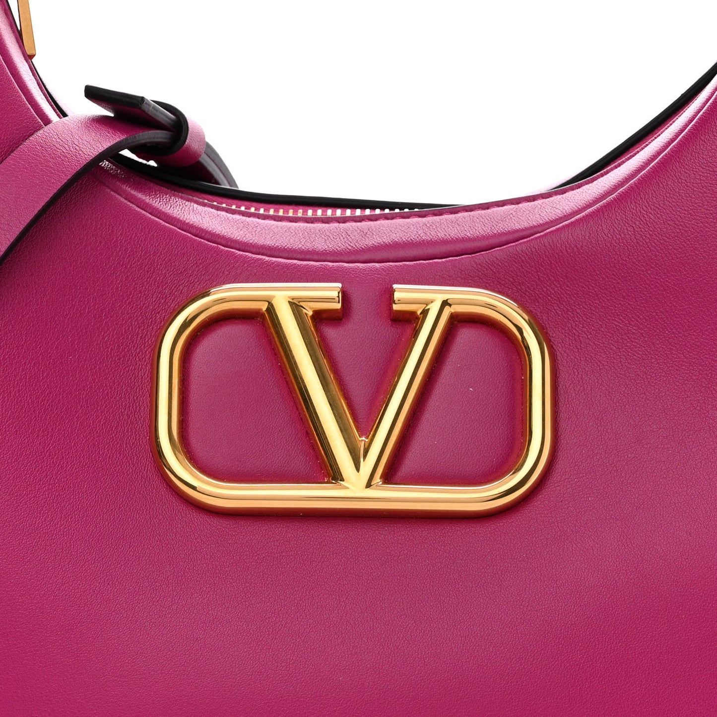 Calfskin Stud Sign Zip Hobo Rose Violet