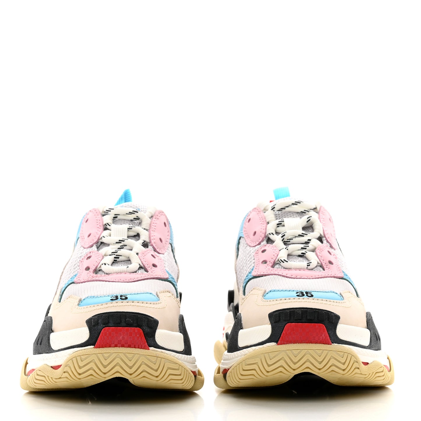 Fabric Mesh Womens Triple S Sneakers 35 White Blue Pink