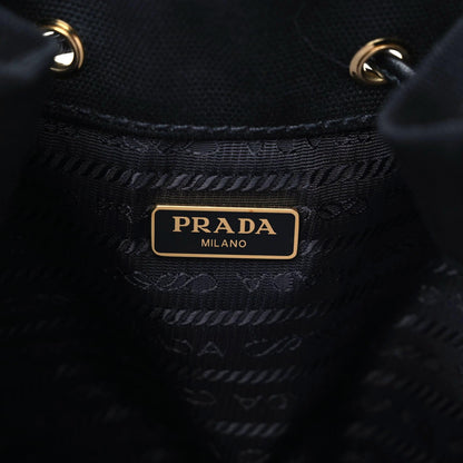 Prada Wicker Canvas Bucket Bag Black 8 of 8