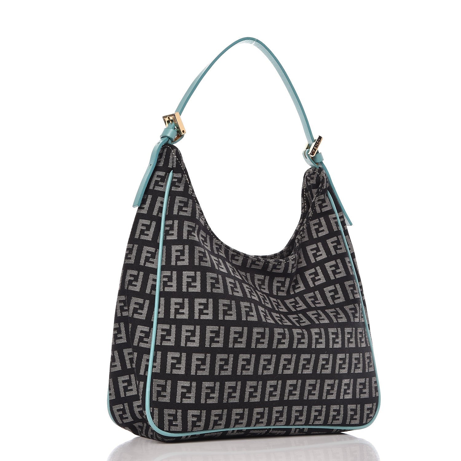 Fendi Zucchino Mini Hobo Black White Azzurro 3 of 9