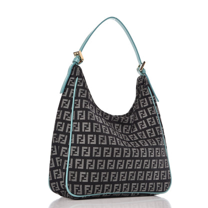 Fendi Zucchino Mini Hobo Black White Azzurro 3 of 9