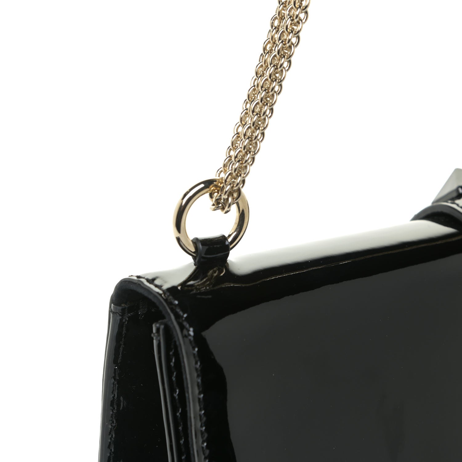 Valentino Garavani Patent Monochrome Medium Glam Lock Rockstud Flap Black 10 of 15