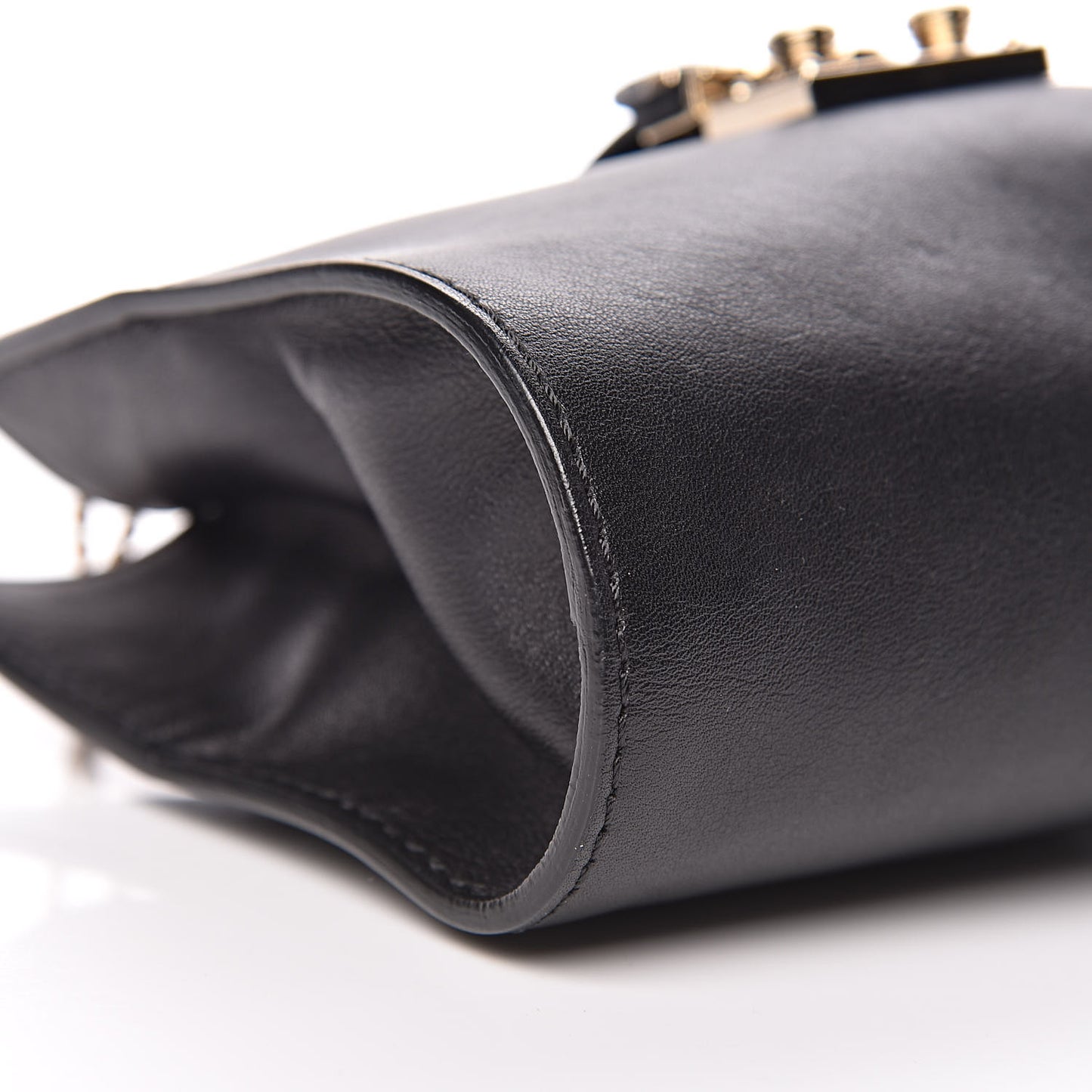 Vitello Glam Lock Rockstud Messenger Bag Black