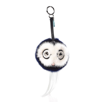 Fendi Mink Fox Fur QuTweet Birgami Bag Bug Charm Blue 1 of 2