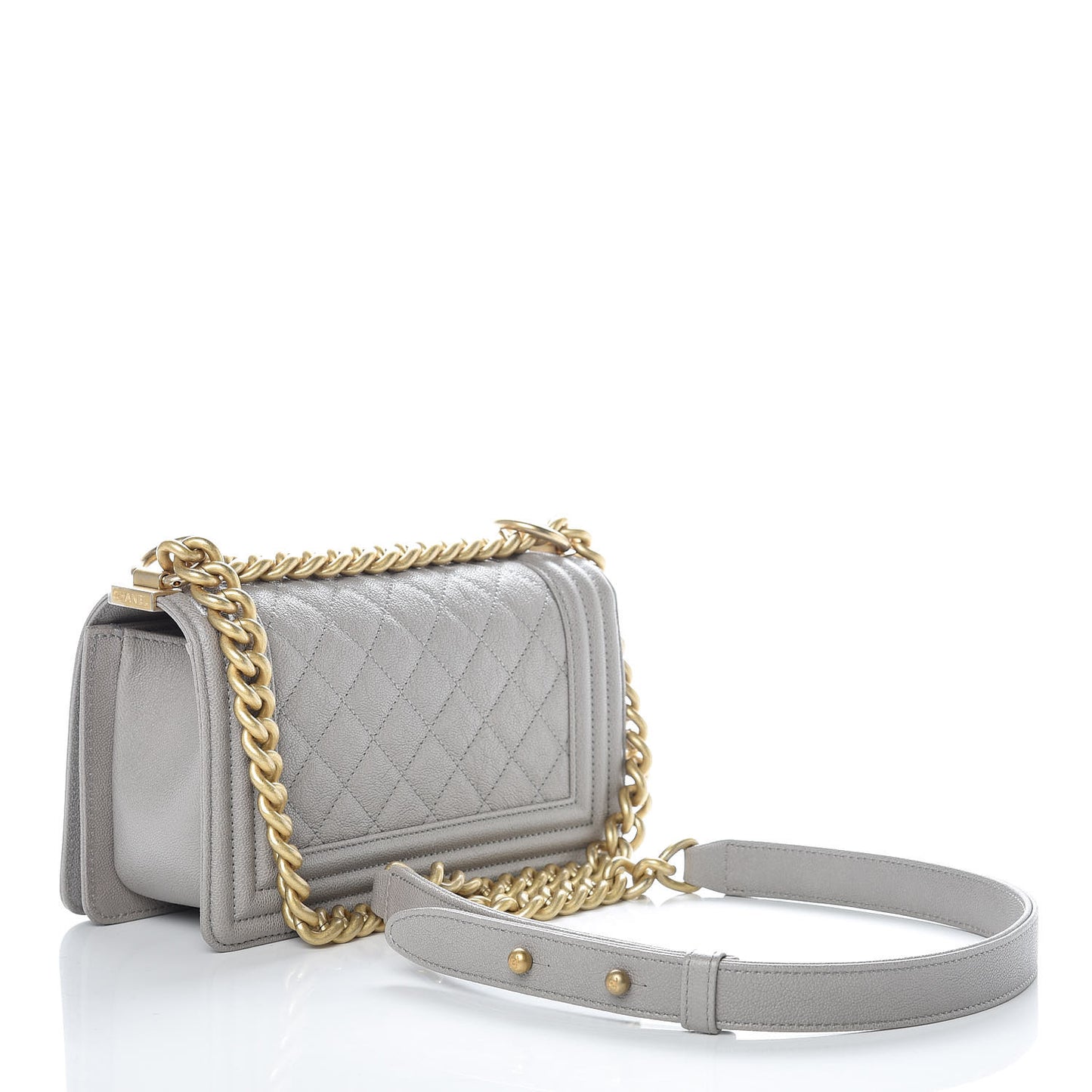 Caviar Quilted Small Boy Flap Grey