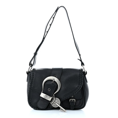 Christian Dior Pebbled Calfskin Mini Gaucho Crossbody Bag Black 1 of 15