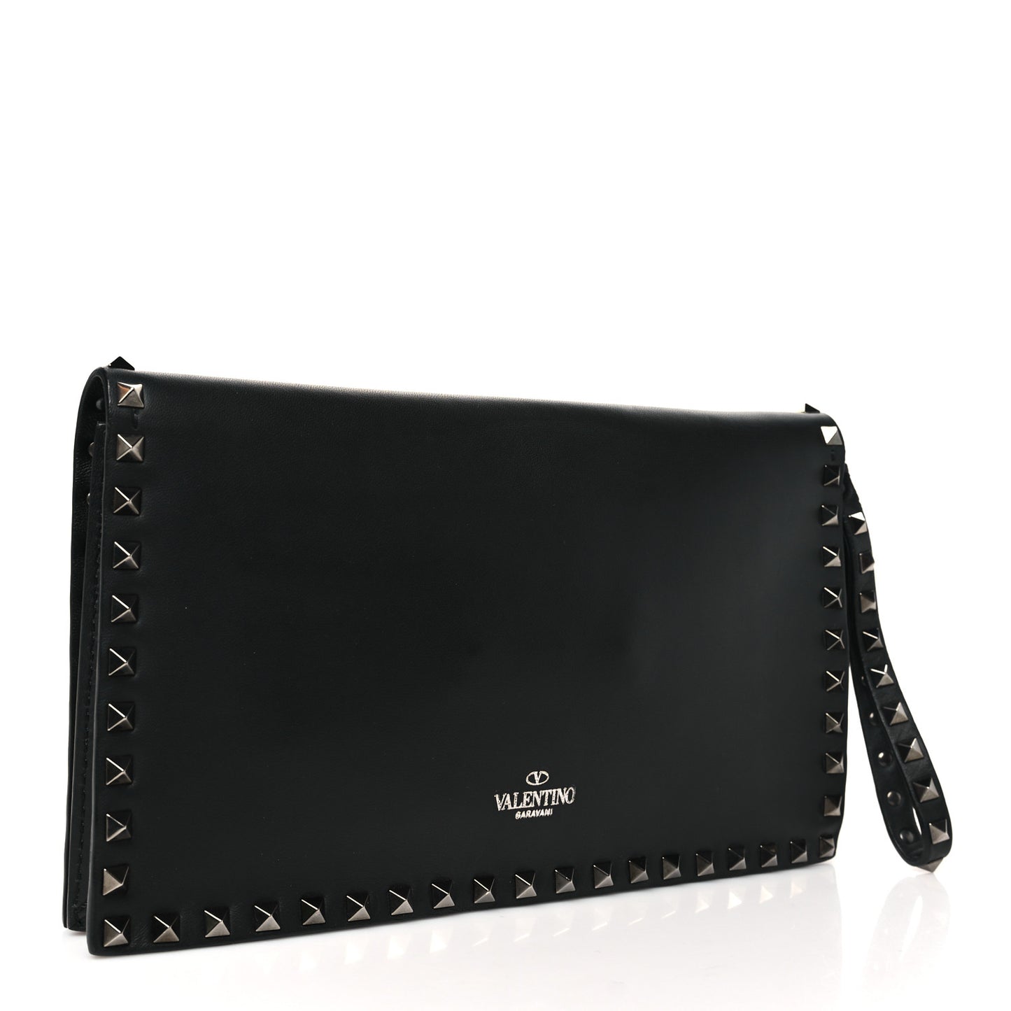 Nappa Rockstud Wristlet Clutch Black