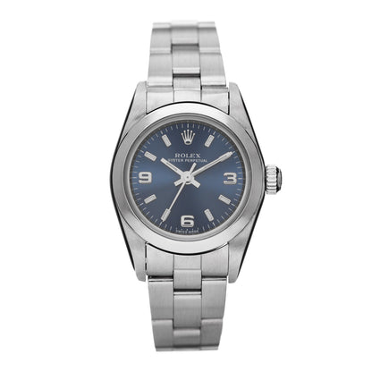 Rolex Stainless Steel 24mm Oyster Perpetual Watch Blue 76080 1 of 4