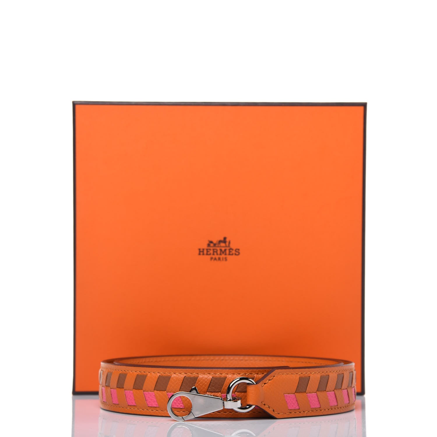 Hermes Epsom 25mm Tressage Shoulder Strap Abricot Rose Azalee Gold 6 of 6