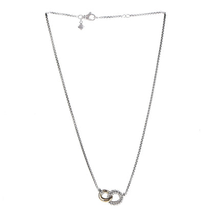 David Yurman Sterling Silver 18K Yellow Gold Belmont Pendant Necklace 3 of 5