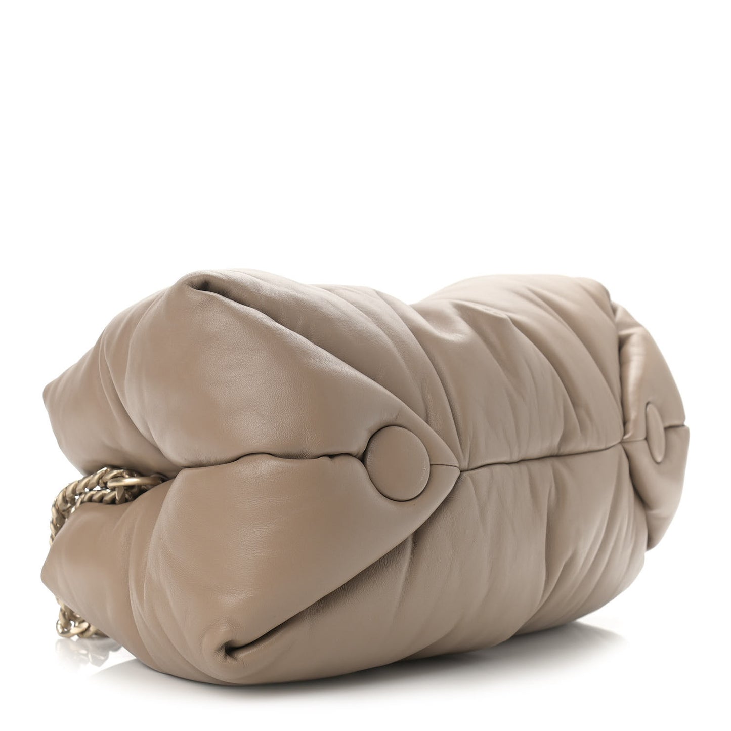 Lambskin Puffy Tobo Chain Shoulder Bag Light Taupe