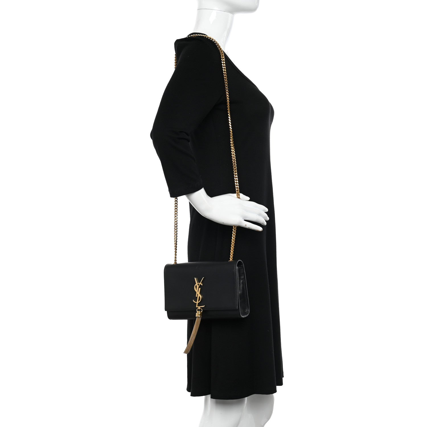 Saint Laurent Calfskin Small Classic Monogram Kate Tassel Satchel Black 2 of 17
