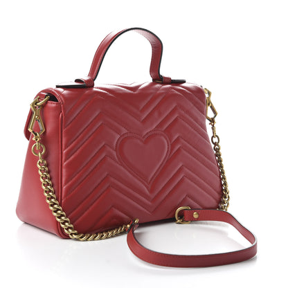 Gucci Calfskin Matelasse Small GG Marmont Top Handle Shoulder Bag Hibiscus Red 3 of 10